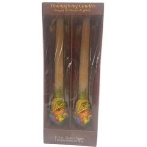 VTG Pair‎ American Greetings Thanksgiving Cornucopia Tapers New In Box 10"